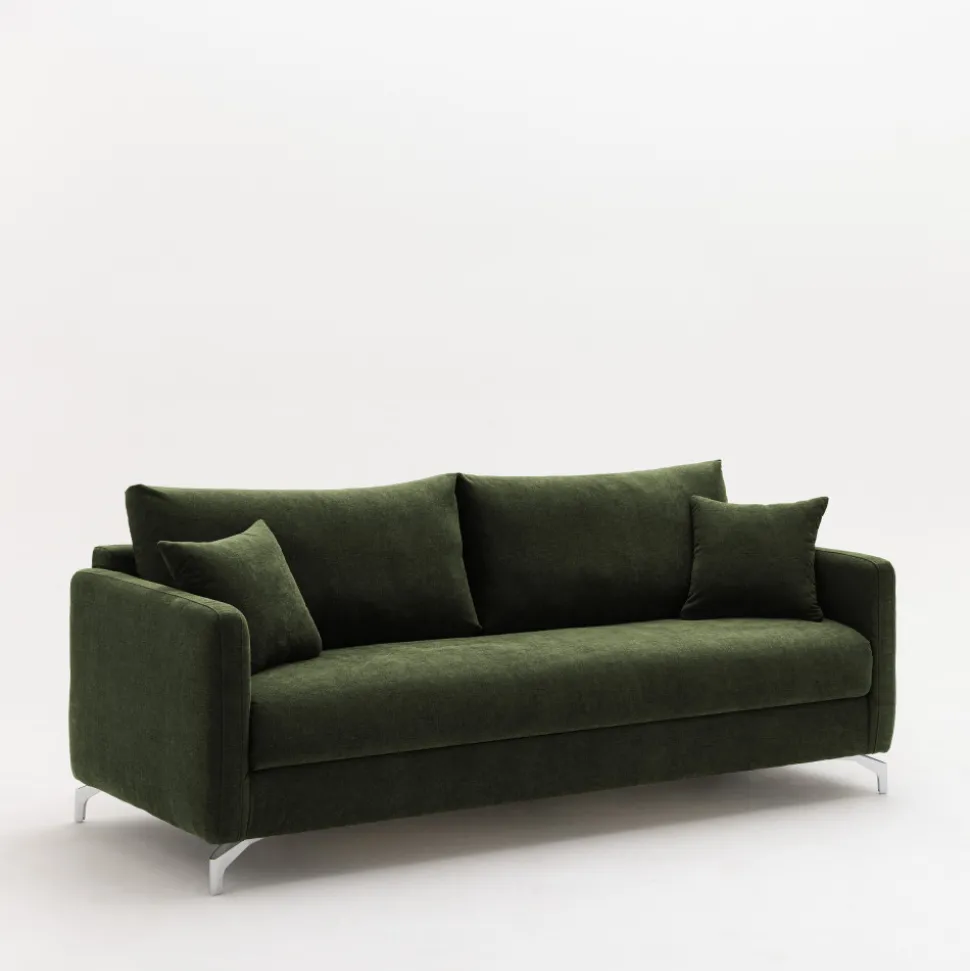 STEFFEN Canapé convertible express 3 places en tissu et pieds chrome