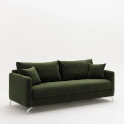 STEFFEN Canapé droit 3 places en tissu et pieds chrome