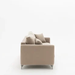 STEFFEN Canapé droit 3 places en tissu et pieds chrome