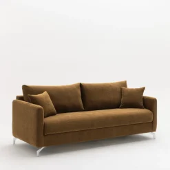 STEFFEN Canapé droit 3 places en tissu et pieds chrome