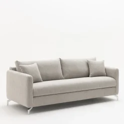 STEFFEN Canapé droit 3 places en tissu et pieds chrome