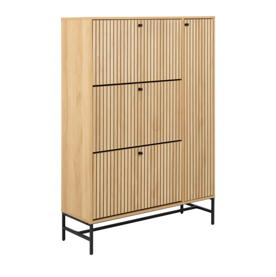 STORO Meuble à chaussures 4 portes en bois et métal L98,7cm