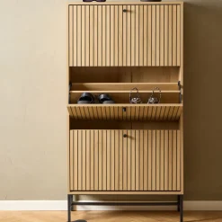 STORO Meuble à chaussures 3 portes en bois et métal L71,6cm