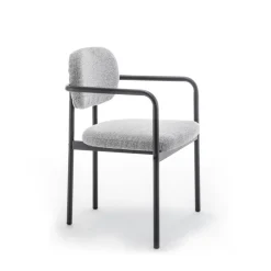 STUART Lot de 2 fauteuils de table en tissu bouclette et métal
