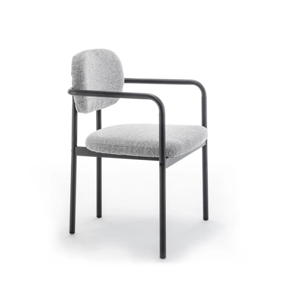 STUART Lot de 2 fauteuils de table en tissu bouclette et métal