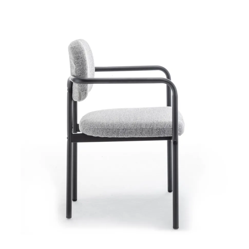 STUART Lot de 2 fauteuils de table en tissu bouclette et métal
