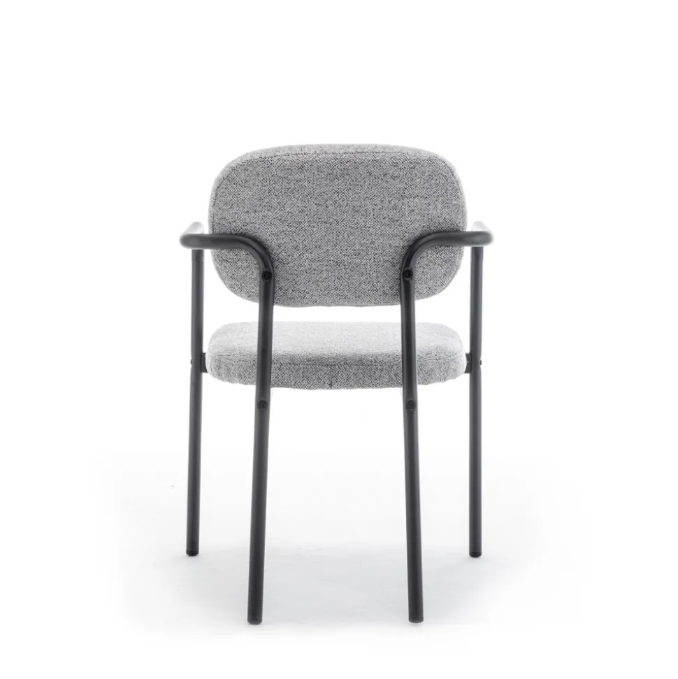 STUART Lot de 2 fauteuils de table en tissu bouclette et métal
