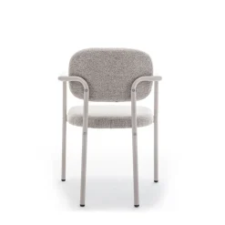 STUART Lot de 2 fauteuils de table en tissu bouclette pieds beiges