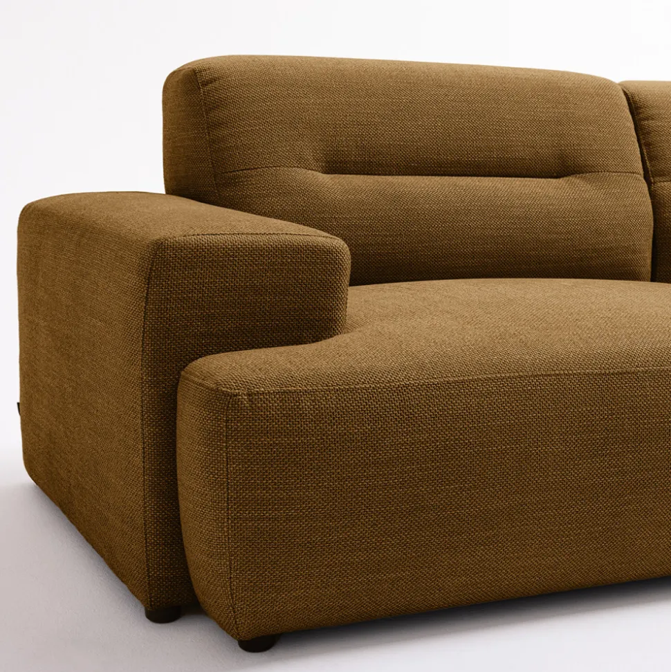 STUNE Canapé droit 4 places en tissu à accoudoirs larges