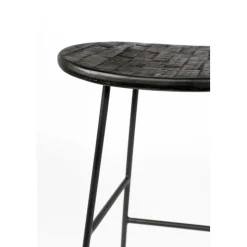TANGLE Tabouret de bar en teck recyclé et métal H62cm