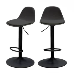TEBAR Lot de 2 chaises de bar réglables en simili et métal H61-83cm