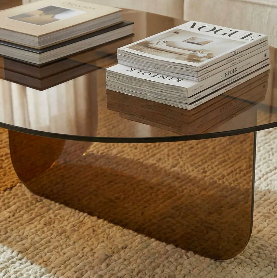 TILA Table basse organique en verre L100cm