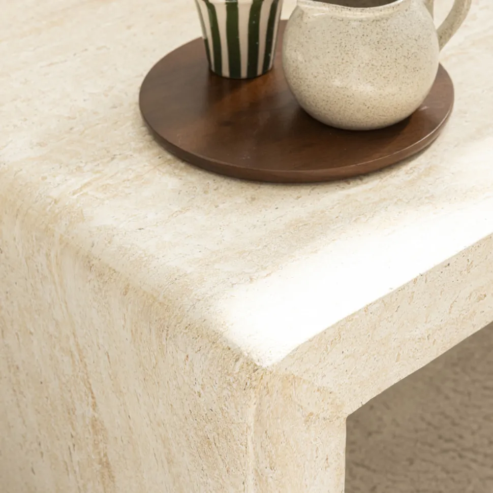 TOCOA Table basse effet travertin 120x55cm