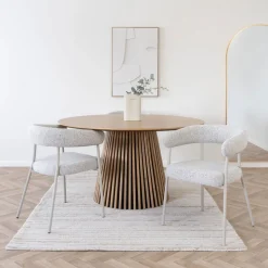TRIVIO Lot de 2 fauteuils de table en tissu pieds beiges