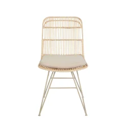 UYUNI Lot de 2 chaises design en rotin pieds beiges