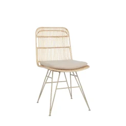 UYUNI Lot de 2 chaises design en rotin pieds beiges