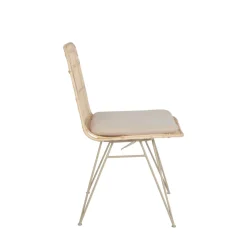 UYUNI Lot de 2 chaises design en rotin pieds beiges