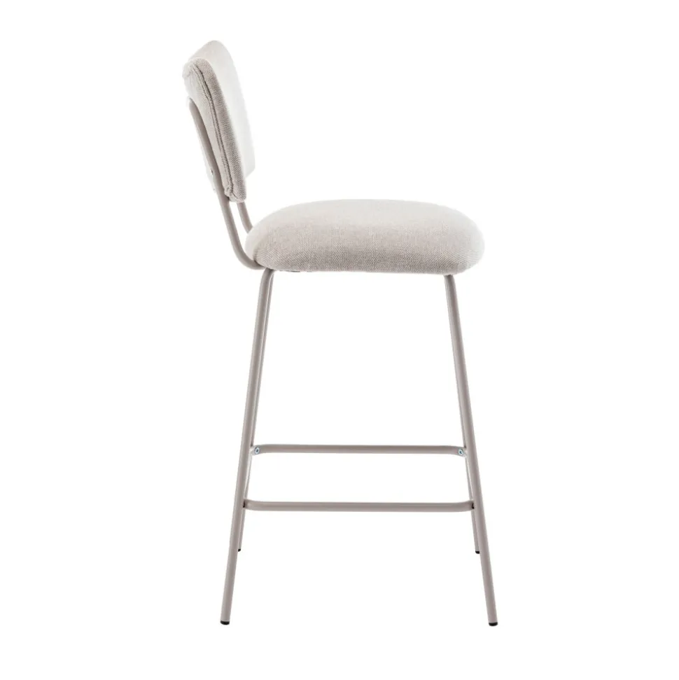 VANDER Lot de 2 chaises de bar en tissu et métal pieds beiges H65cm