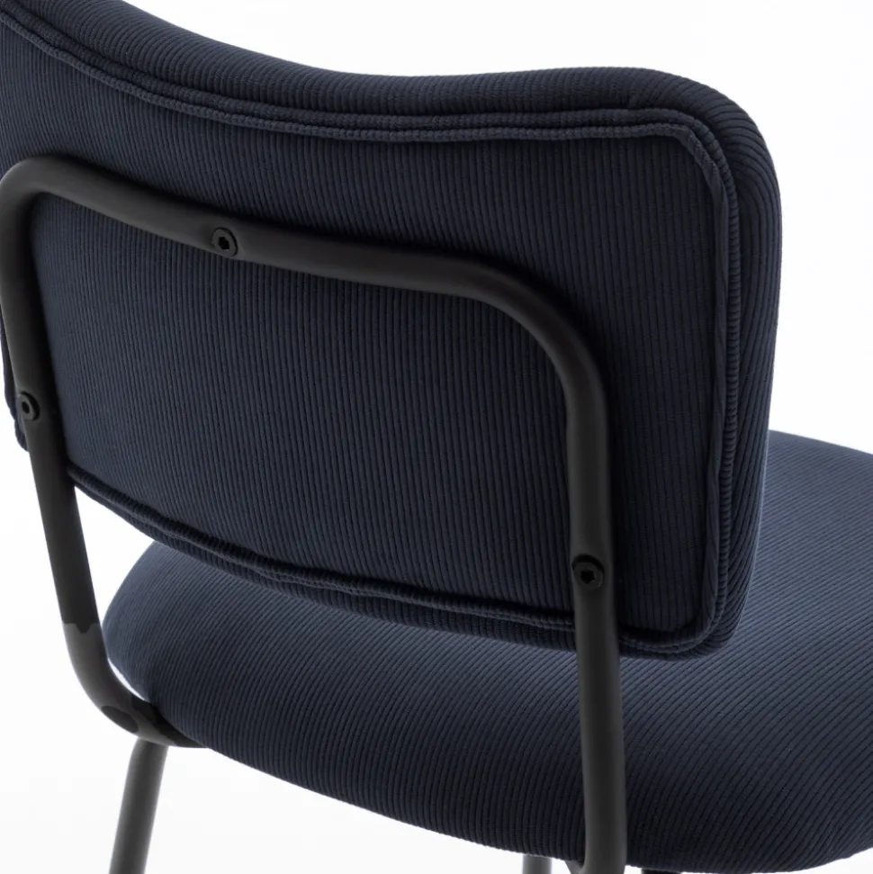 VANDER Lot de 2 chaises de bar en velours côtelé et métal H65cm