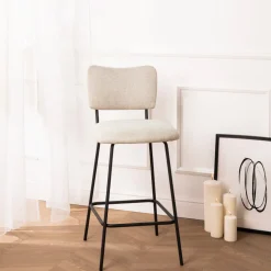 VANDER Lot de 2 chaises de bar en tissu et métal H65cm
