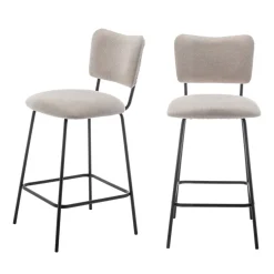 VANDER Lot de 2 chaises de bar en tissu et métal H65cm