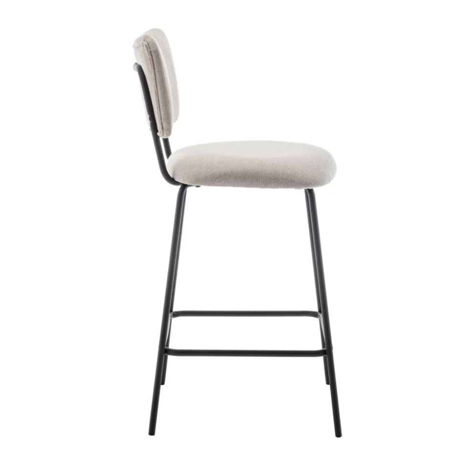 VANDER Lot de 2 chaises de bar en tissu et métal H65cm