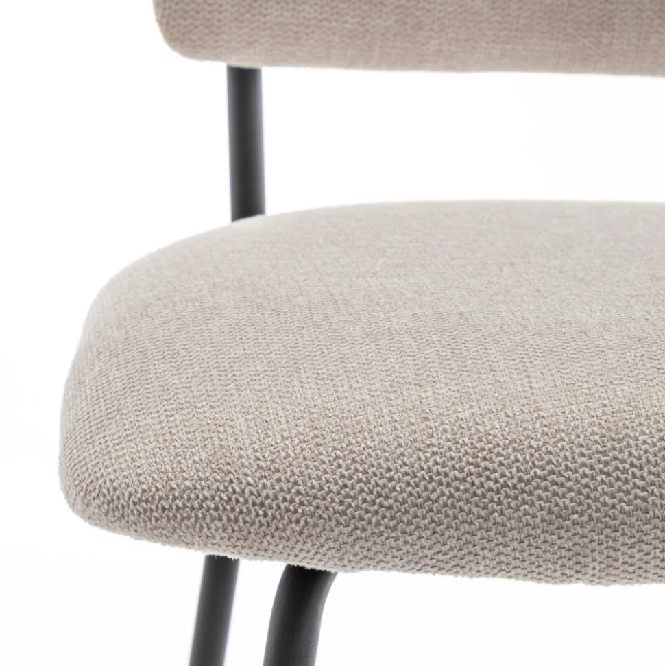 VANDER Lot de 2 chaises de bar en tissu et métal H65cm
