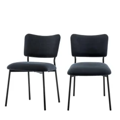 VANDER Lot de 2 chaises en velours côtelé et métal