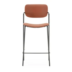 VELURA Lot de 2 tabourets de bar en simili cuir et métal H67cm