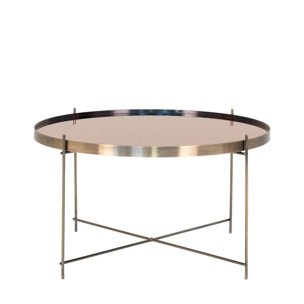 VENEZIA Table basse en verre et métal ø70xh40cm
