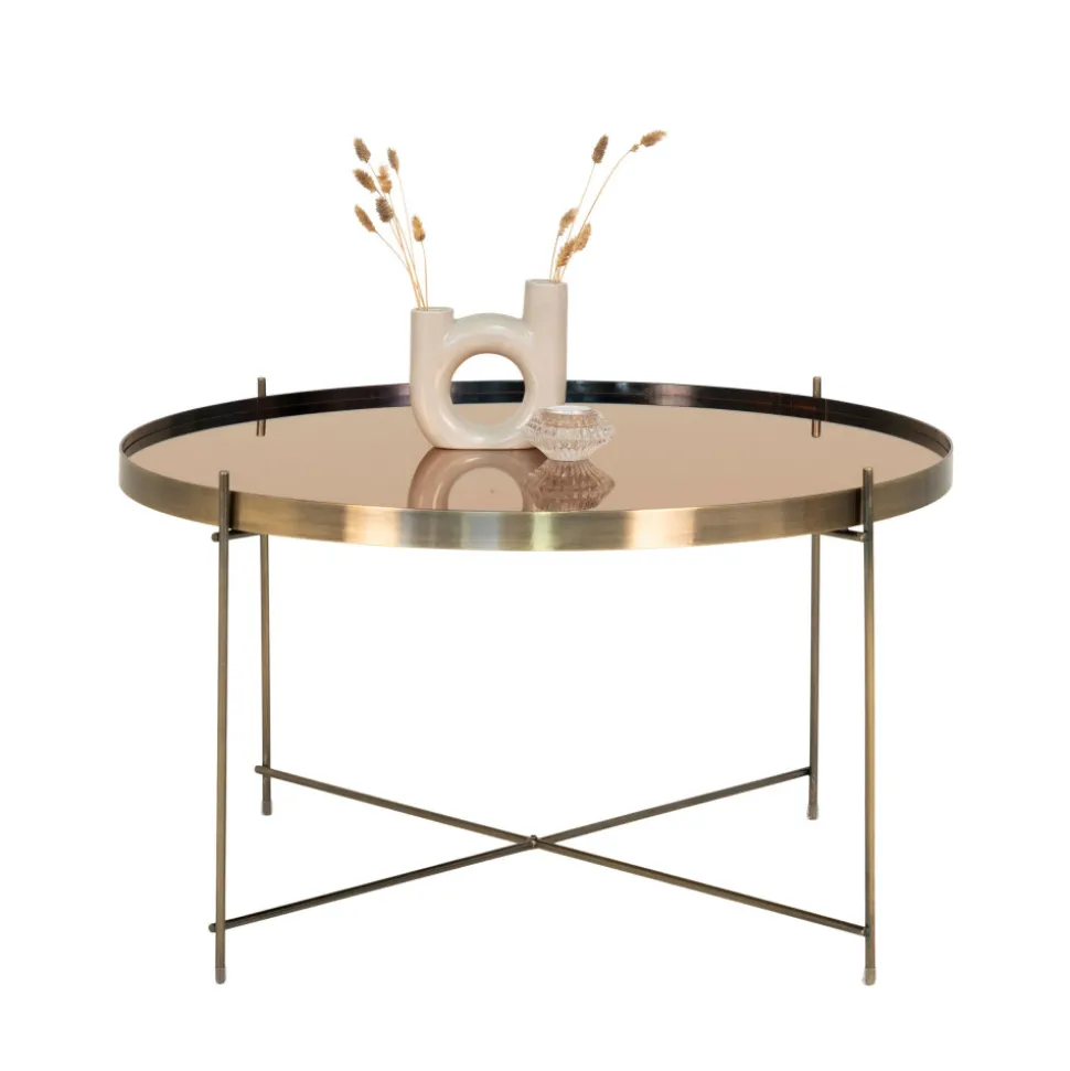 VENEZIA Table basse en verre et métal ø70xh40cm