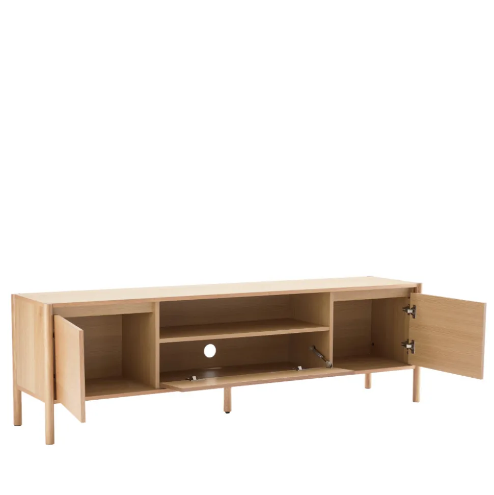 VERADE Meuble TV 2 portes 1 tiroir en bois L180cm