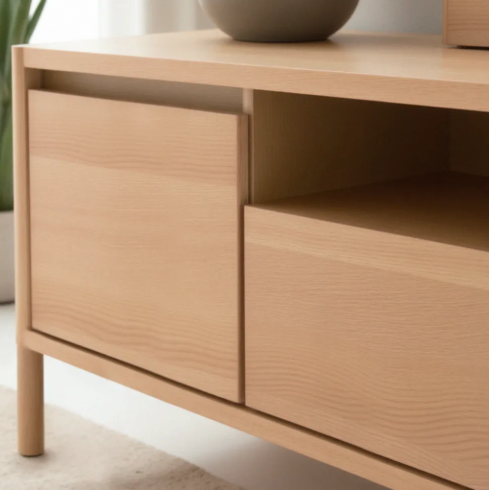 VERADE Meuble TV 2 portes 1 tiroir en bois L180cm