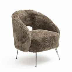 VERNO Fauteuil imitation fourrure pieds chrome