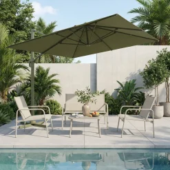 VEYA Parasol carré déporté en aluminium 3x3m