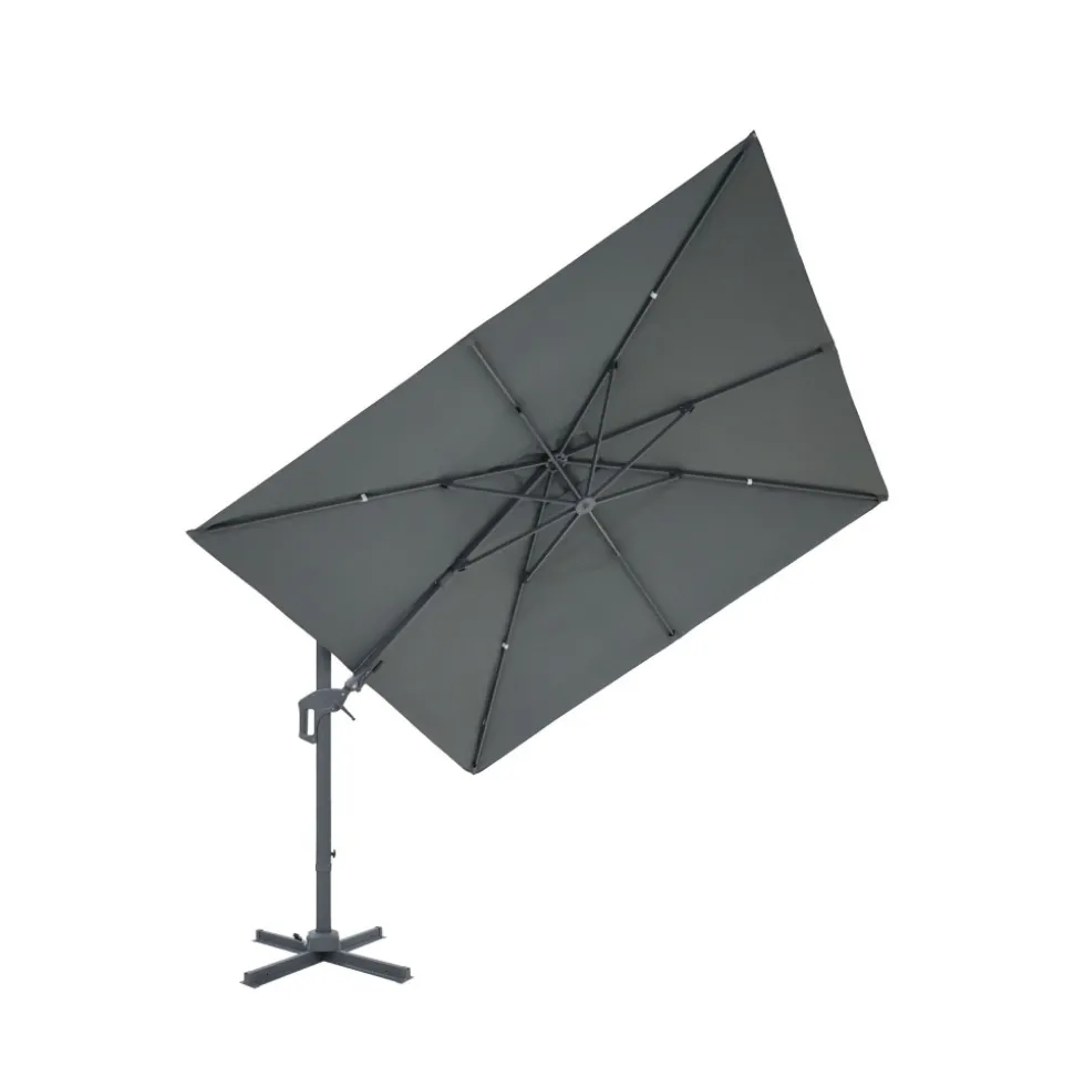 VEYA Parasol carré déporté en aluminium 3x3m