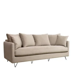 VILLABON Canapé 4 places en velours pieds épingles noirs
