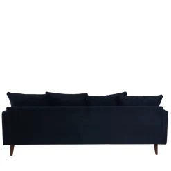 VILLABON Canapé convertible 4 places en velours pieds bois foncé