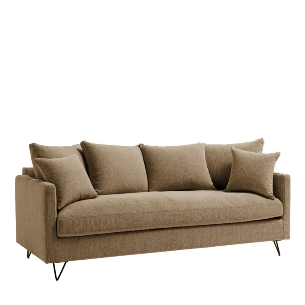VILLABON Canapé convertible 3 places en tissu pieds épingles noirs