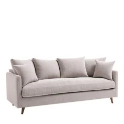 VILLABON Canapé convertible 3 places en tissu pieds bois foncé