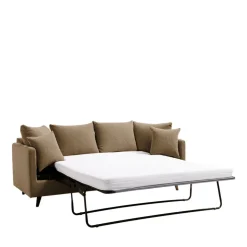 VILLABON Canapé convertible 3 places en tissu pieds bois foncé