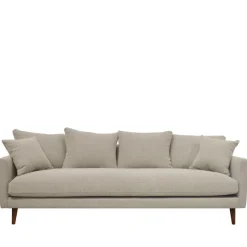 VILLABON Canapé convertible 4 places en tissu pieds bois foncé