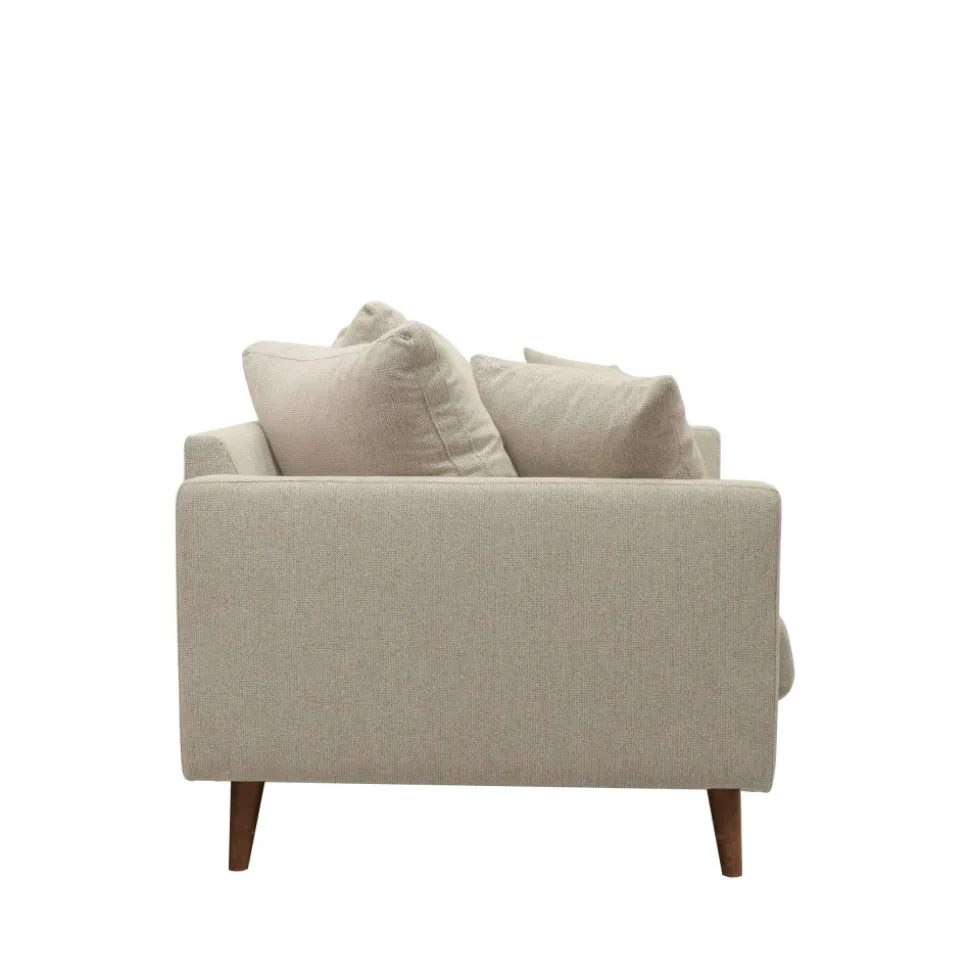 VILLABON Canapé convertible 4 places en tissu pieds bois foncé