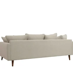 VILLABON Canapé convertible 4 places en tissu pieds bois foncé