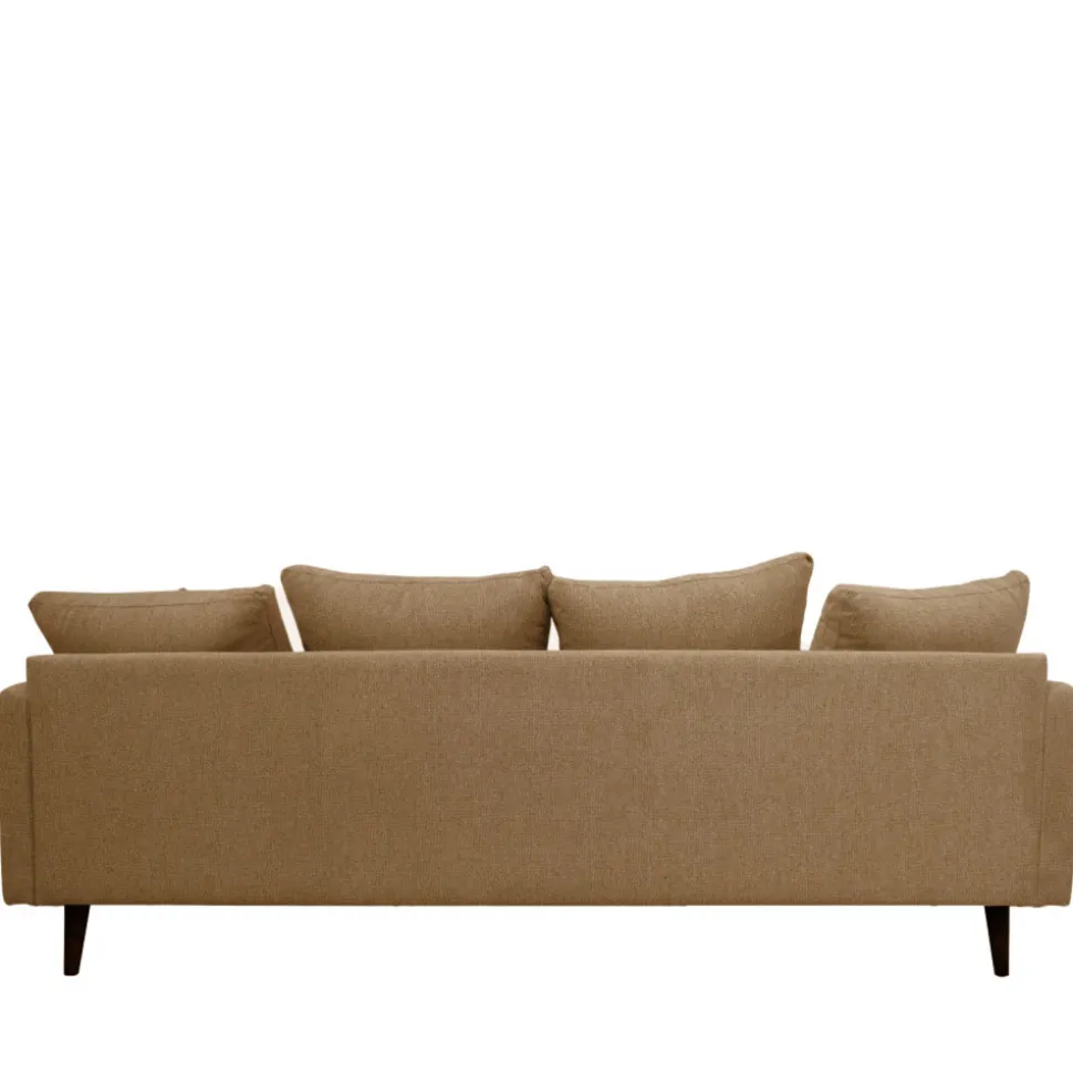 VILLABON Canapé convertible 4 places en tissu pieds bois foncé