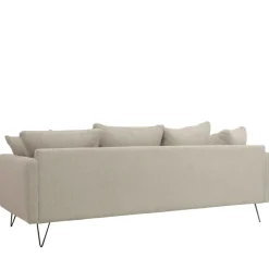 VILLABON Canapé convertible 4 places en tissu pieds épingles noirs