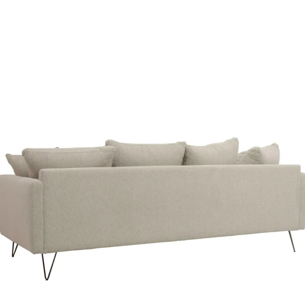 VILLABON Canapé convertible 4 places en tissu pieds épingles noirs