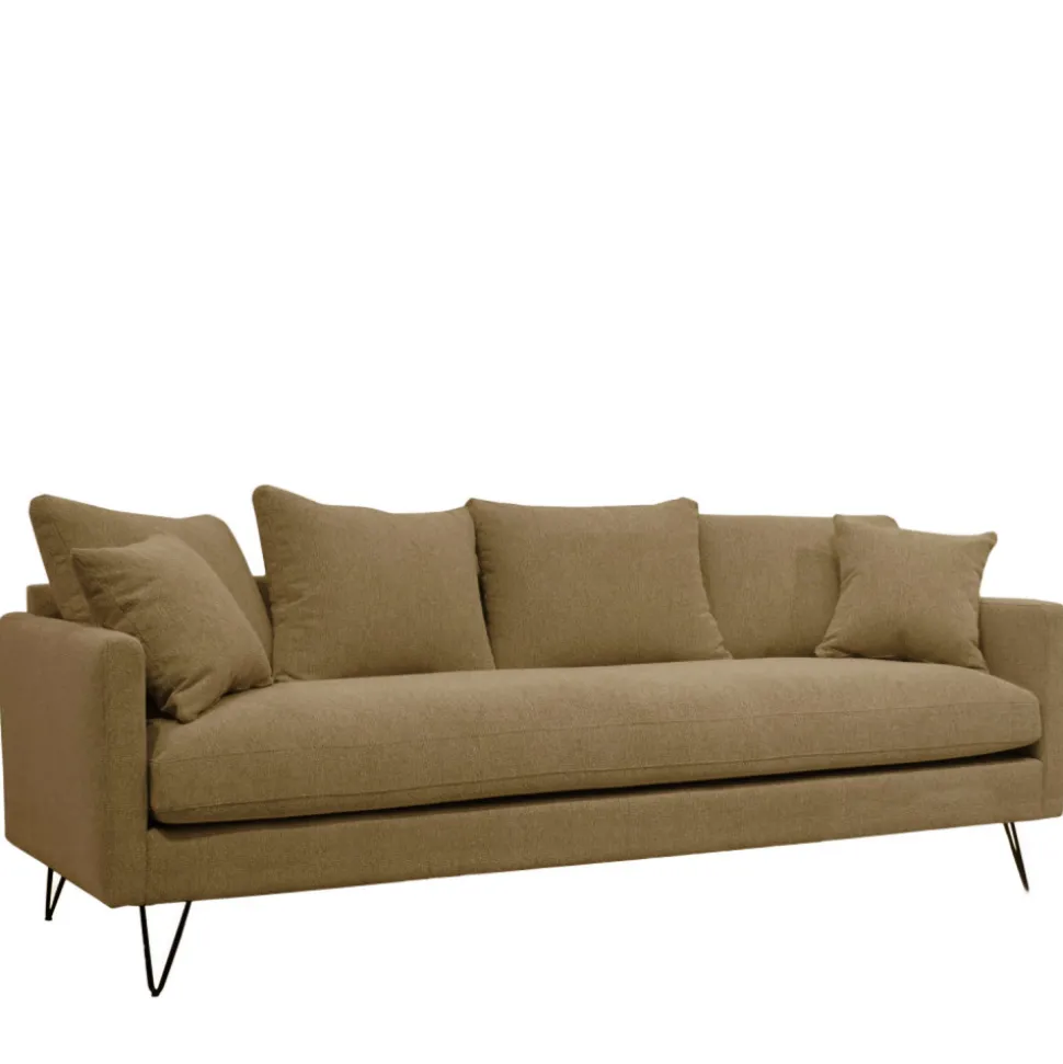 VILLABON Canapé convertible 4 places en tissu pieds épingles noirs
