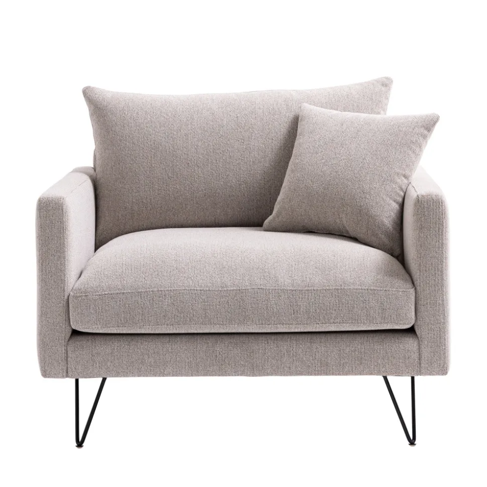 VILLABON Fauteuil XL en tissu pieds épingles noirs