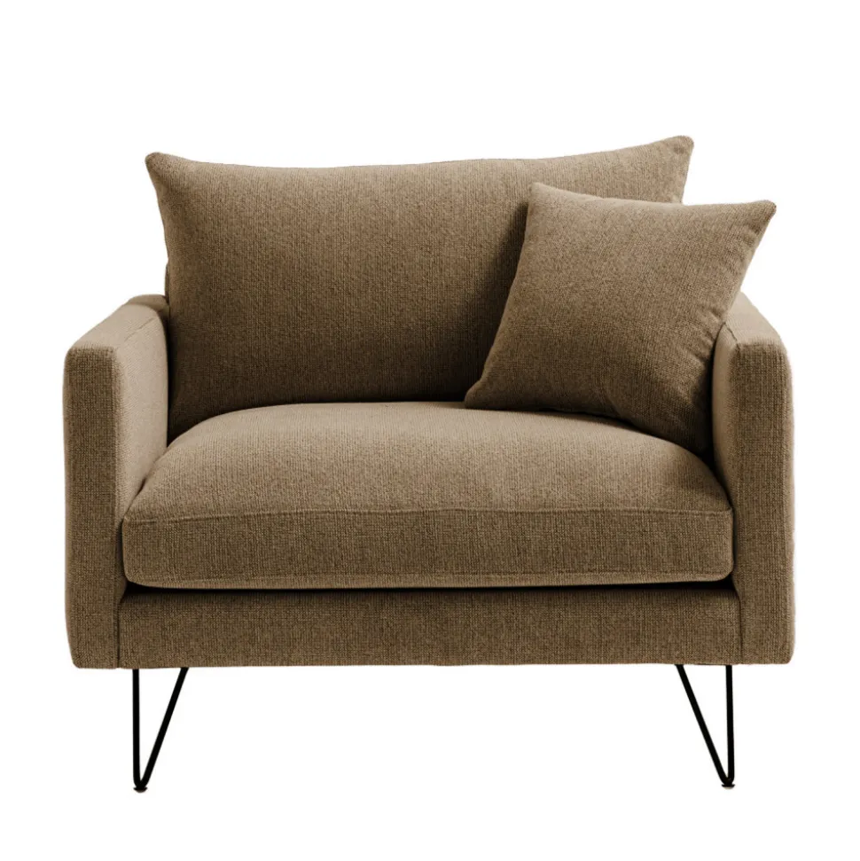 VILLABON Fauteuil XL en tissu pieds épingles noirs